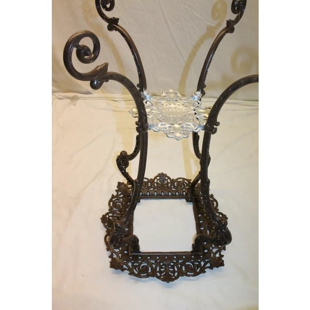 Brown 19th Century American Victorian Cast Iron Marble Top Lamp Table Stand For Sale - Image 8 of 8
