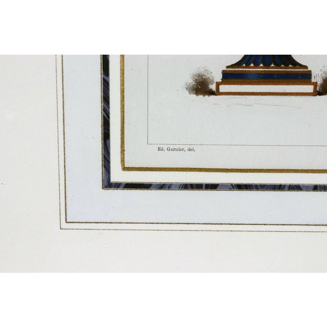 Late 19th Century Édouard Garnier Lithograph of Sèvres Porcelain Vase Garniture Circa 1892 For Sale - Image 5 of 8