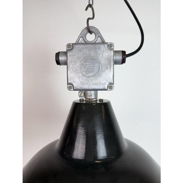 Mid-Century Modern Industrial Black Enamel Pendant Lamp from Elektrosvit, 1960s For Sale - Image 3 of 18