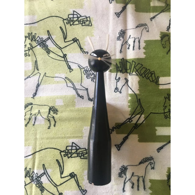 Wood Mid-Century Modern Wooden Black Cat Clothes Brush For Sale - Image 7 of 8