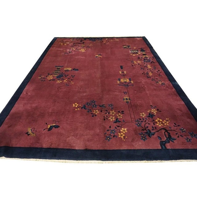 Coral Wool Chinese - Art Deco Knotted Antique Rectangle Room Size 1920s Rug, Country of Origin: China, Circa Date: 1920s....