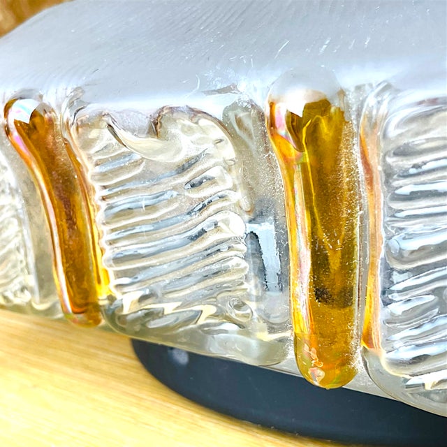 Murano Glass Clear and Amber Square Flush Mount, 1970s For Sale - Image 12 of 15