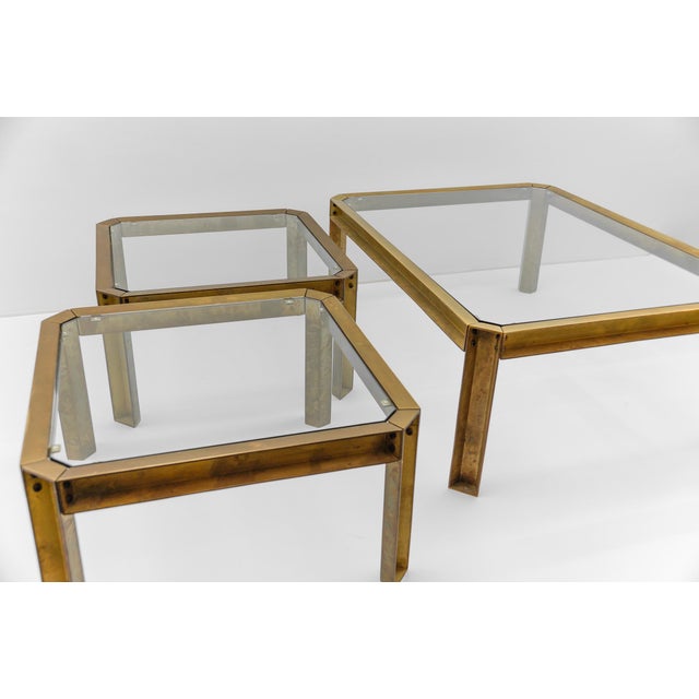 Model T09 Side or Coffee Tables in Brass and Glass by Peter Ghyczy, 1970s, Set of 2 For Sale - Image 15 of 18