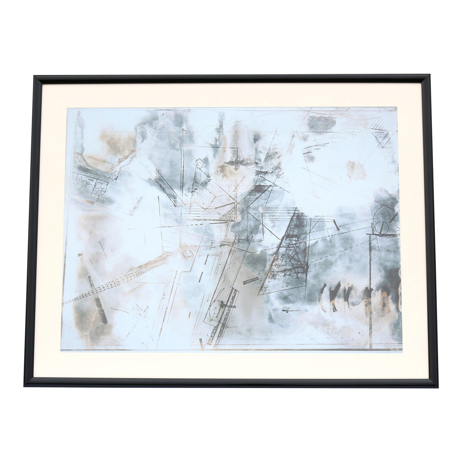 Mid-Century Modern Large Scale Abstract Composition Lithograph Artwork ...