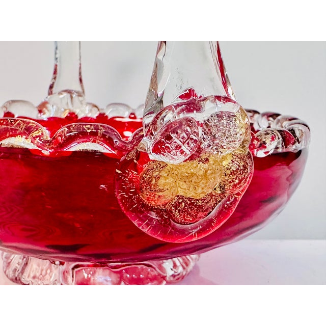 Handmade Candy Dish in Ruby ​​Glass, Italy, 1960s For Sale - Image 9 of 12