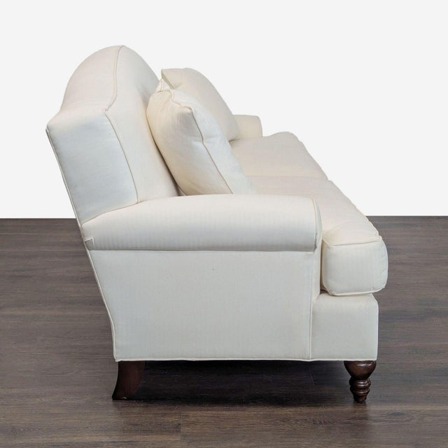 Thomasville Thomasville 3-Seat Cream Sofa With Rolled Arms and Accent Pillows For Sale - Image 4 of 8
