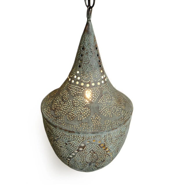 Boho Chic Copper Madras Pendant Light Small For Sale - Image 3 of 8