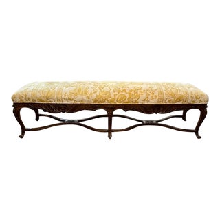 19th Century French Regence Carved Oak Bench For Sale