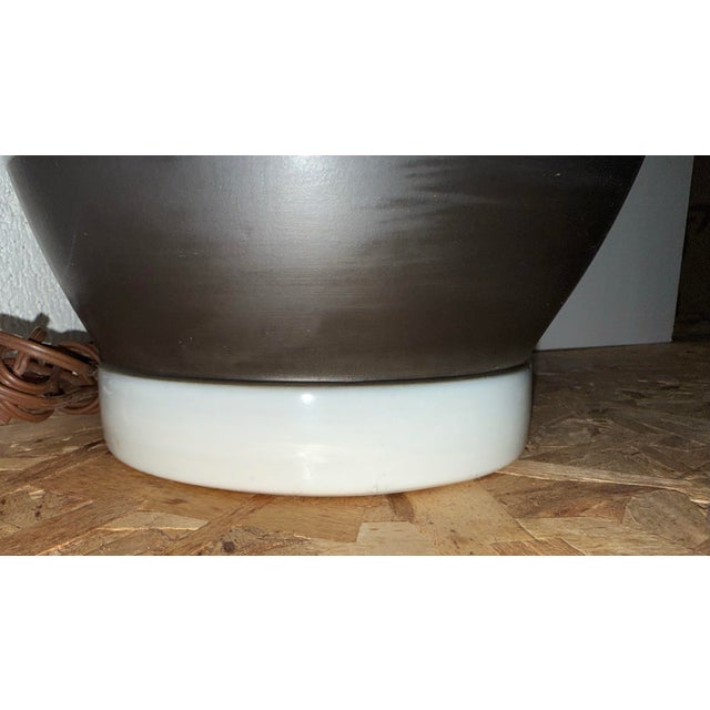 Black Mid 20th Century Danish Modern Studio Pottery Ceramic Lamp in Black and White Stripe Glaze For Sale - Image 8 of 9