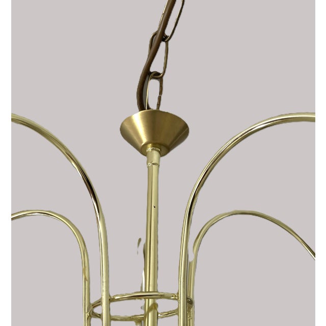 Brass and Opaline Glass 5-Light Chandelier from Honsel Leuchten, Germany, 1970s For Sale - Image 13 of 18