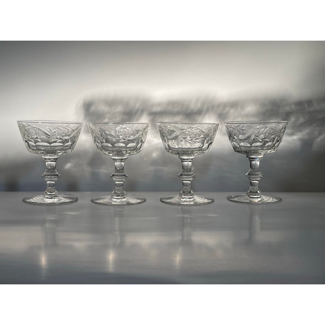 Early 20th Century Early 20th Century Seneca Cut Glass Champagne - Set of Four For Sale - Image 5 of 10