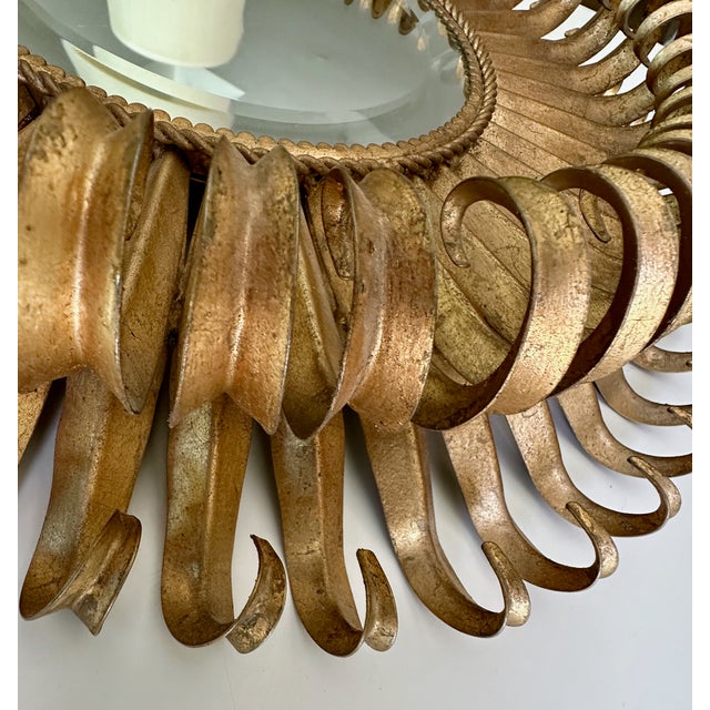 Pair Gilt Metal Eyelash Sunburst Convex Wall Mirrors For Sale - Image 16 of 18