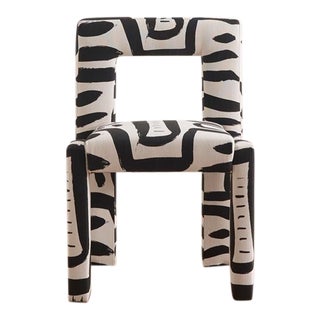 Angle II Armless Dining Chair in Grace Black Tuxedo Print For Sale