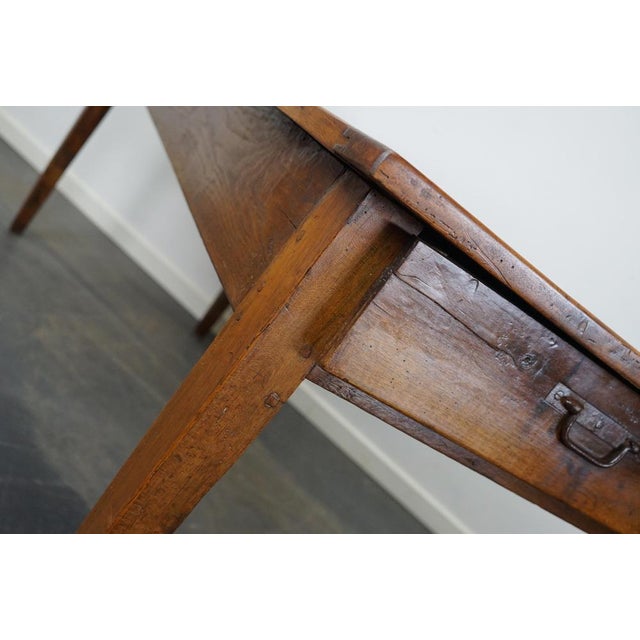 Wood Antique 19th Century French Fruitwood & Chestnut Rustic Farmhouse Dining Table For Sale - Image 7 of 18