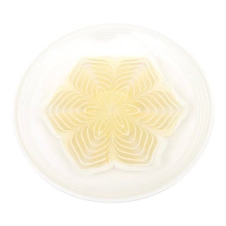 Vintage Murano Glass Bowl With Flower Design and Gold Aventurine, 1980's, Italy For Sale