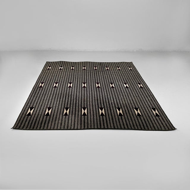 Austrian rug by Josef Hoffmann for Johann Backhausen and Sohne, 1960s White and dark gray rug with geometric design of...