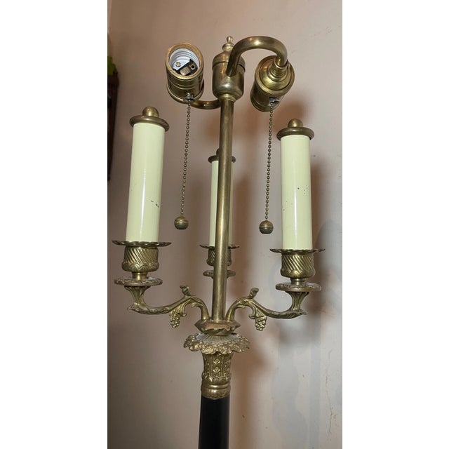 Large Vintage Bronze Brass Ornate Neoclassical Electric Claw Footed Table Lamp For Sale - Image 9 of 11