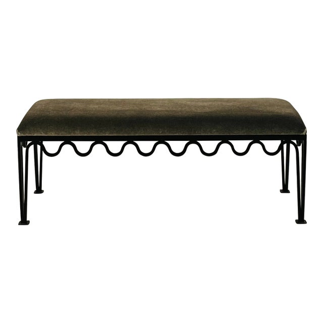 'Méandre' Bench by Design Frères in Mohair Velvet For Sale