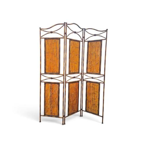 Brown Faux Bamboo and Metal Room Divider with Bamboo Panels, 1980s For Sale - Image 8 of 11