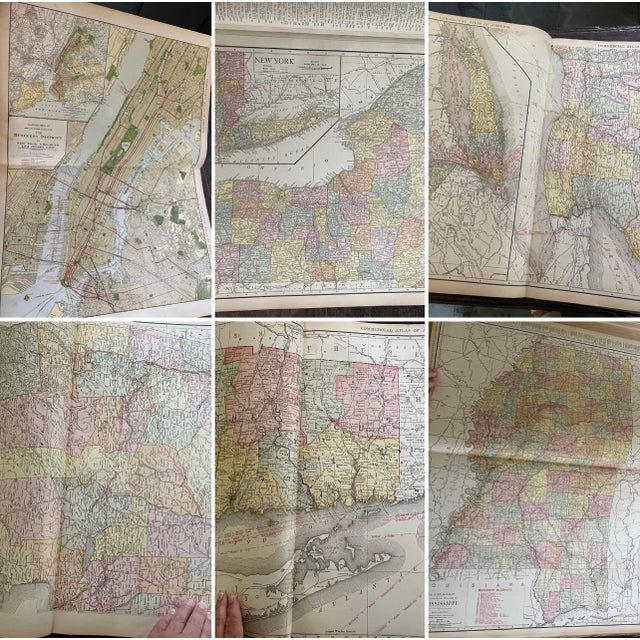 Gray Antique 1918 Rand McNally Commercial Atlas of America For Sale - Image 8 of 10