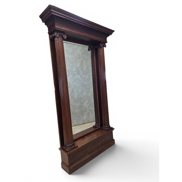 Antique Chicago Architectural Salvage Mahogany Pier / Hall Mirror For Sale - Image 4 of 9