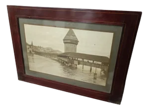 Kapellbrücke, Lucerne, Switzerland, 1900, Photograph, Framed