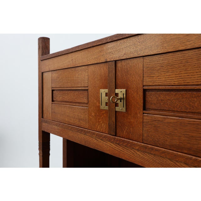 Jugendstil Oak Bookcase with Adjustable Shelves, Netherlands, 1890s For Sale - Image 13 of 15