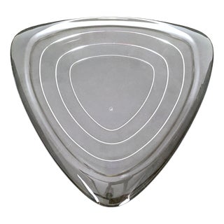Triangular Glass Centerpiece by Angelo Mangiarotti for Cristallerie Colle, 1990s For Sale
