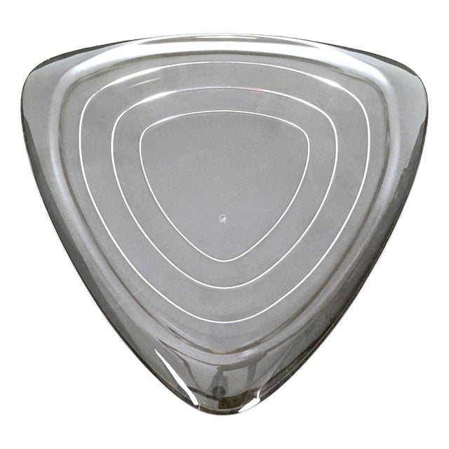 Triangular Glass Centerpiece by Angelo Mangiarotti for Cristallerie Colle, 1990s For Sale