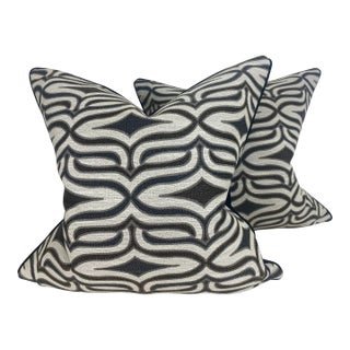 Modern Geometric Black-And-White Pillow/A Pair For Sale