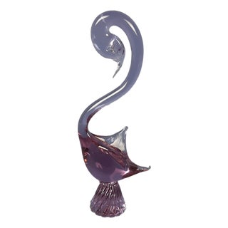 Sommerso Murano Glass Sculpture of Swan in Lilac, 1970s For Sale