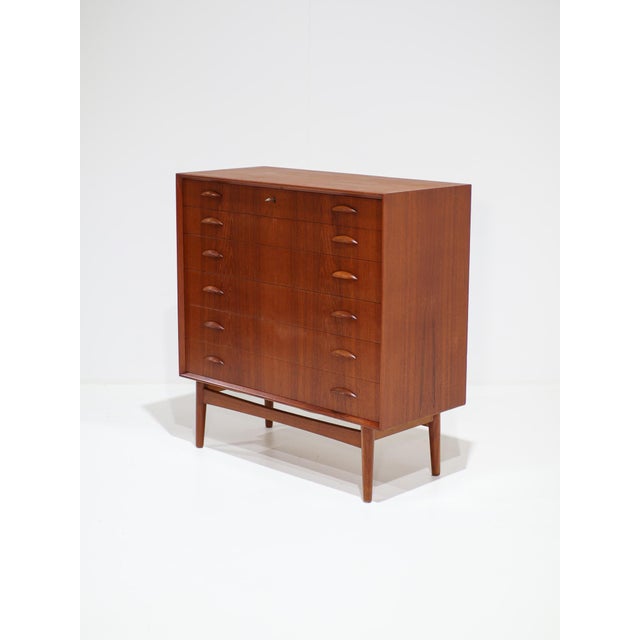 Wide chest of drawers, model 314, designed by johannes sorth for nexo møbelfabrik in denmark during the 1960s. This six-...