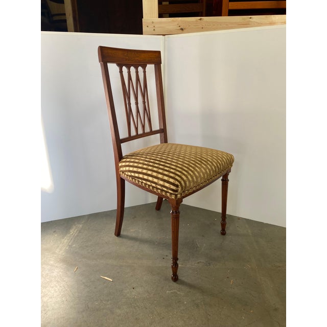 Late 19th Century A Set of Four Antique Edwardian Inlaid Side Chairs For Sale - Image 5 of 13