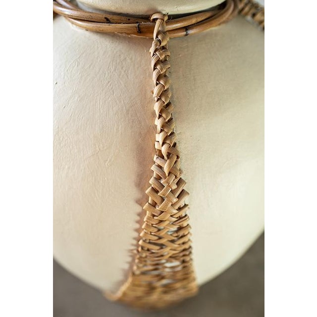 1980s Vintage Rattan Wrapped Terracotta Pottery Vase For Sale - Image 5 of 13