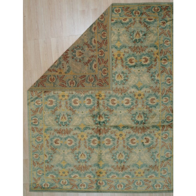 Contemporary 8x10 Radiant Cassandra Green Floral Modern Hand Knotted Wool Carpet Rug For Sale - Image 3 of 3