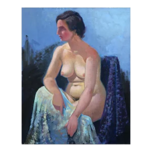 Seated Nude, Jalal Gharbi Oil on Canvas Painting