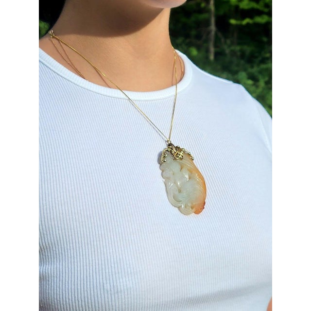 Gia Certified, Antique Chinese Jade Gold Pendant Goddess Guanyin With Diamond For Sale In Cleveland - Image 6 of 9