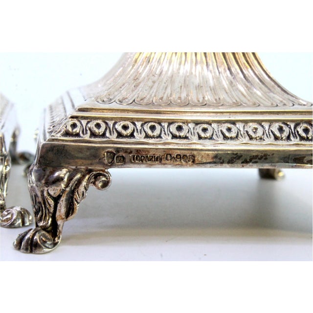 Silver Candlesticks with Fluted Friezes, Square Shafts and Raised Feet, Set of 2 For Sale - Image 3 of 10