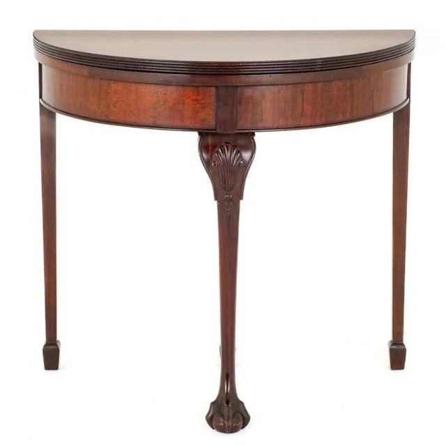 Brown Chippendale Demi Lune Game Table, 1890s For Sale - Image 8 of 8