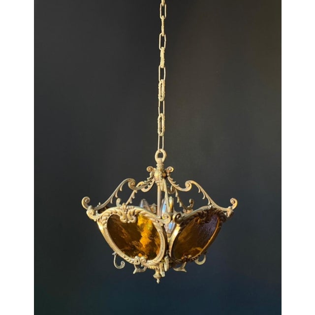 Vintage Brass and Glass Pendant Light, 1960s For Sale - Image 3 of 14