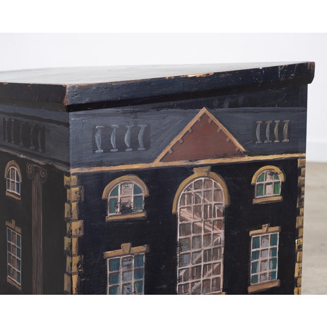 19th C. English Georgian Painted Pine Blanket Chest Manor Façade For Sale - Image 16 of 18