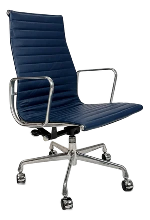 Eames Aluminum Group High-Back Executive Chair by Herman Miller - Blue Leather