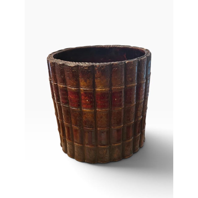 English Mid 20th Century Trompe l'Oeil Book Spine Waste Basket For Sale - Image 3 of 10