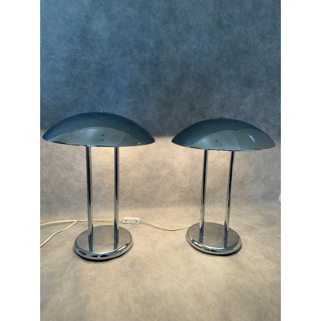 1990s Space Age Chrome Table Lamps by Robert Sonneman for Ikea, 1990s, Set of 2 For Sale - Image 5 of 14