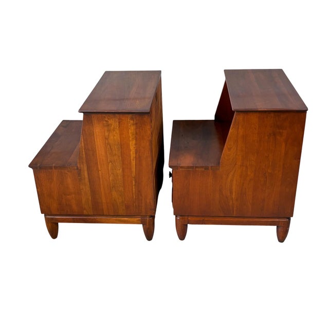 Wood Mid 20th Century Modern 2 Tier Nightstands by Willett For Sale - Image 7 of 18
