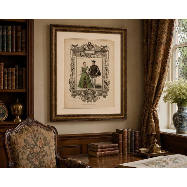 Court Costume Royal Couple, 1847, Lithograph For Sale - Image 3 of 10