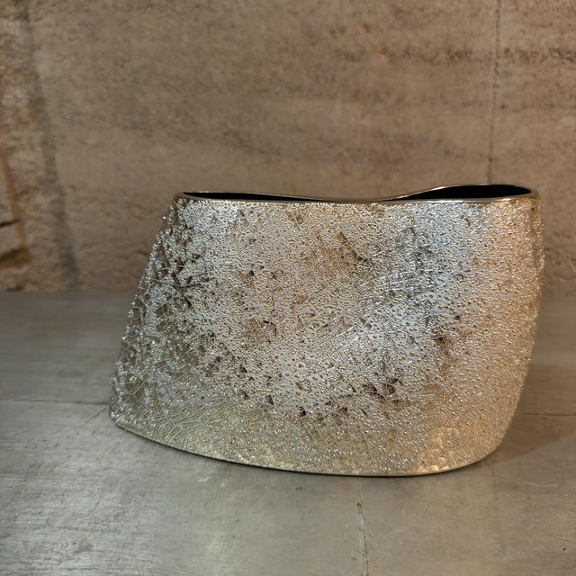 Contemporary Decorative Ceramic Decorative Vase Silver Texture For Sale - Image 10 of 10