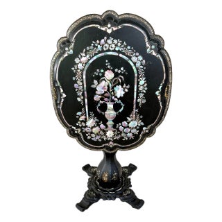 19th C English Mother-of-Pearl Tilt-Top Table For Sale