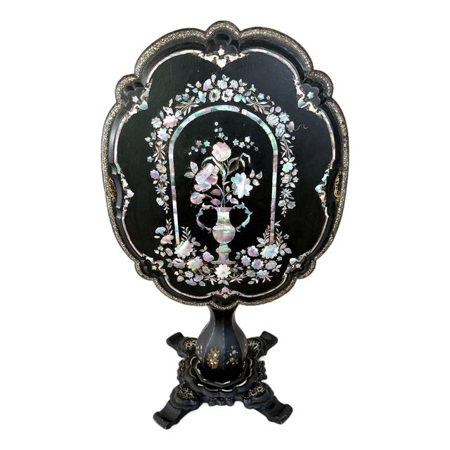 19th C English Mother-of-Pearl Tilt-Top Table For Sale