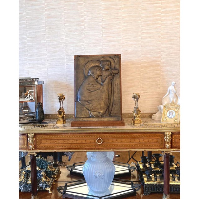 Georges Mathey, Large Bas Relief, 1912, Bronze & Oak For Sale - Image 4 of 15